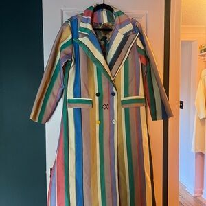 Colorful Striped Long Coat